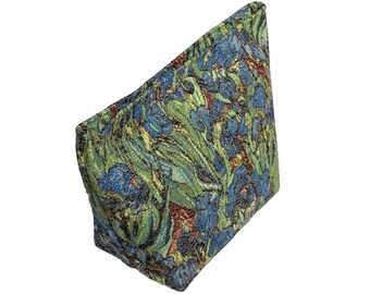 Van Gogh Irises Hand Finished BELGIAN TAPESTRY Tiffany Trousse Purse Pouch Toiletry Cosmetic Bag 23cm x 15cm x 8cm, fully lined with zip