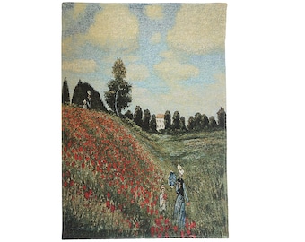Claude MONET The Poppy Field Coquelicots French Jacquard Woven Hand Finished & Lined Tapestry Wall Hanging, 64cm x 46cm, 25" x 18"