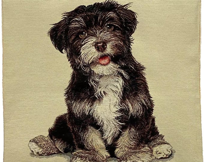 Bouvier des Flandres Dog Hand Finished Tapestry Pillow Cushion Cover, Zip, Soft Touch Velvet Cotton Reverse 44cm x 44cm 17" x 17"