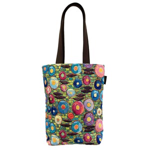 BELGIAN Tapestry Woven Hand Finished Tote Shoulder Bag Handbag, GUSTAV KLIMT Circles, Fauve Fine Arts, 38cm x 34cm Excluding Handles