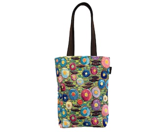 BELGIAN Tapestry Woven Hand Finished Tote Shoulder Bag Handbag, GUSTAV KLIMT Circles, Fauve Fine Arts, 38cm x 34cm Excluding Handles