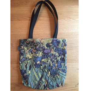 BELGIAN Tapisserie Gewebte Hand Fertig Große Tote Schultertasche Handtasche, VAN GOGH Iris, 38 cm x 38 cm 15 "x 15" Ohne Griffe