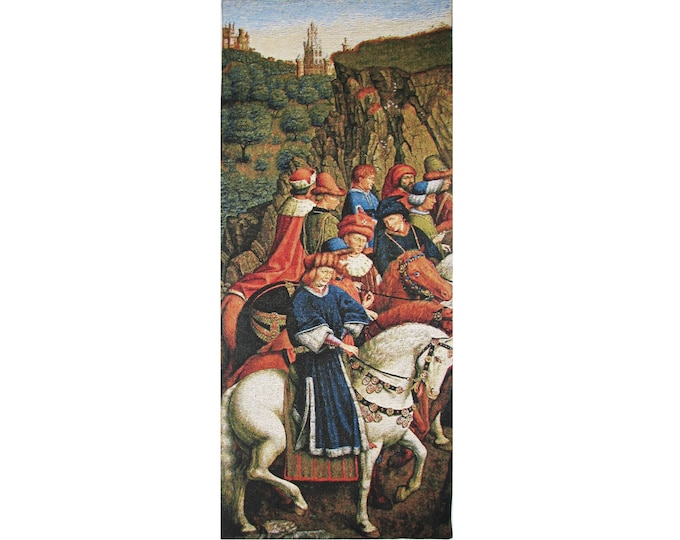 Just Judges from Ghent Altarpiece BELGIAN Jacquard WOVEN Hand Finished Tapestry Lined Wall Hanging + Rod Sleeve, 82cm x 35cm 32.5" x 13.7"