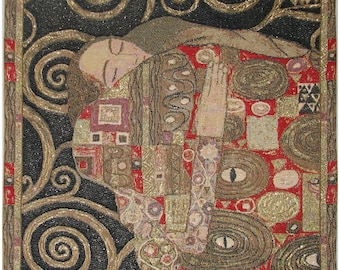 Gustav KLIMT Fulfillment BELGIAN Belgium Jacquard WOVEN Hand Finished Tapestry Pillow Cushion Cover with Gold Lurex, 34cm, 13.5", with zip