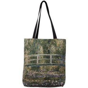 Claude MONET Japanese Bridge Giverny BELGISCHEr Gobelin Handfertige Tote Bag Umhängetasche Handtasche, 46cm x 46cm 18&quot; x 18&quot; Excl. Henkel