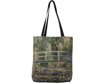 Claude MONET Japanese Bridge Giverny BELGIAN Tapestry Woven Hand Finished Tote Shoulder Bag Handbag, 46cm x 46cm 18" x 18" Excl. Handles
