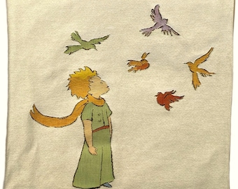 PETIT PRINCE & Birds Oiseaux, BELGIAN Jacquard Woven Hand Finished Tapestry Pillow Cushion Cover, 46cm x 46cm, 18" x 18"