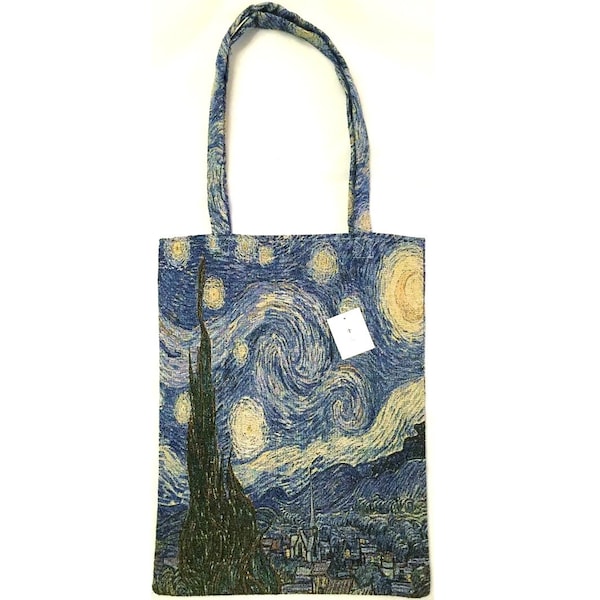 VAN GOGH Starry Night Nuit Étoilée FRENCH Tapestry Woven Hand Finished Tote Shoulder Bag Handbag With Matching Tapestry Handles