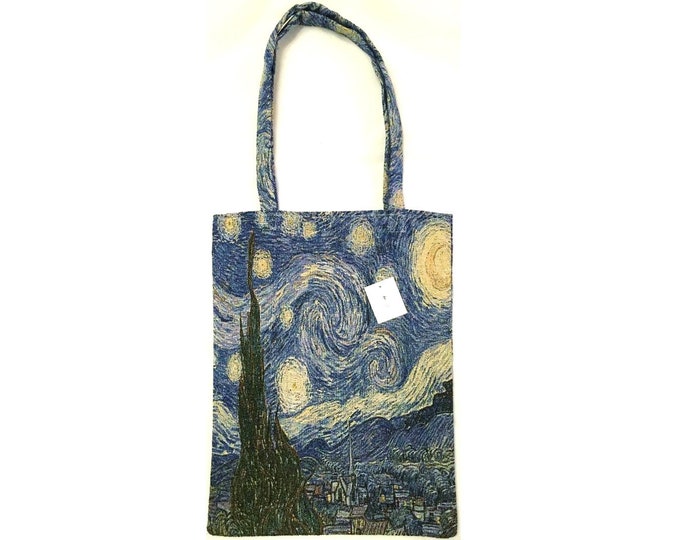 VAN GOGH Starry Night Nuit Étoilée FRENCH Tapestry Woven Hand Finished Tote Shoulder Bag Handbag With Matching Tapestry Handles