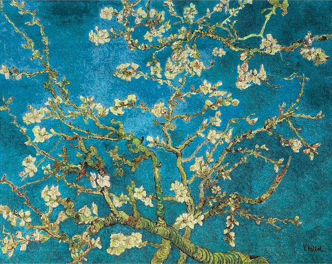 Vincent VAN GOGH Amandier Almond Tree Belgian Jacquard Woven Hand Finished Fully Lined Tapestry Wall Hanging, Approx 65cm x 50cm, 25" x 20"
