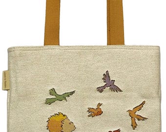 PETIT PRINCE with Birds Oiseaux BELGIAN Tapestry Woven Hand Finished Tote Shoulder Bag Handbag, 33cm x 31cm, Measurement Excluding Handles