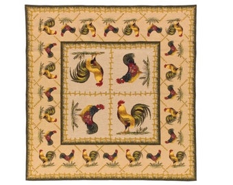 BELGIAN Jacquard Woven Hand Finished 147cm x 147cm Poulailler Hen Coop TAPESTRY Table Throw Bed Spread Occasional Cover with Hemmed Edges