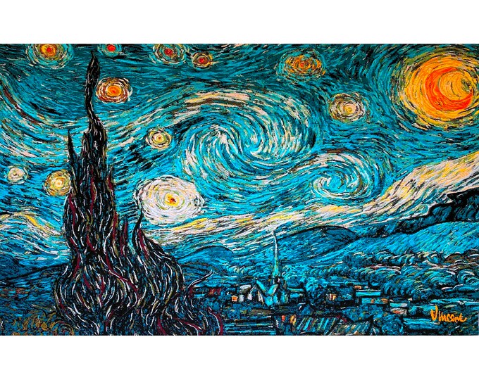 Vincent VAN GOGH Nuit Etoilee Starry Night Belgian Jacquard Woven Hand Finished Fully Lined Tapestry Wall Hanging, 142cm x 88cm, 56" x 34"
