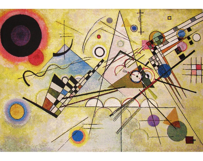 KANDINSKY Composition VIII, 70cm x 50cm / 27.6" x 19.7" BELGIAN Jacquard Woven Hand Finished Tapestry, Lined with Hanging Rod Sleeve