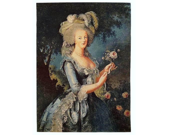 Portrait of Marie ANTOINETTE, 100cm x 70cm / 39.5" x 27.5" BELGIAN Belgium jacquard woven tapestry wall hanging, fully lined with rod sleeve