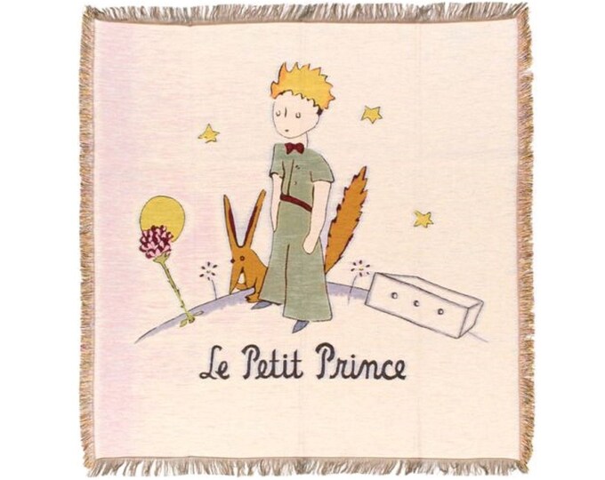 PETIT PRINCE Planete Belgian Jacquard Woven Hand Finished 150cm x 150cm Fringed TAPESTRY Table Chair Sofa Throw Bed Spread Occasional Cover