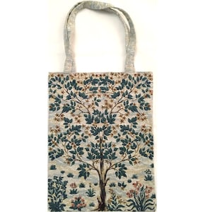 William MORRIS BAUM des Lebens FRANZÖSICHER Wandteppich Gewebte Handfertige Tote-Schultertasche-Handtaschen-mit passenden Gobelin-Griffen