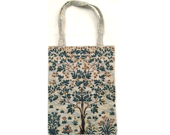 William MORRIS TREE of Life FRENCH Tapestry Woven Hand Finished Tote Shoulder Bag Handbag With Matching Tapestry Handles