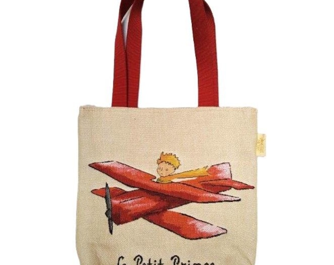 PETIT PRINCE Avion Aeroplane BELGIAN Tapestry Woven Hand Finished Tote Shoulder Bag Handbag, Fauve Fine Arts, 38cm x 34cm Excluding Handles