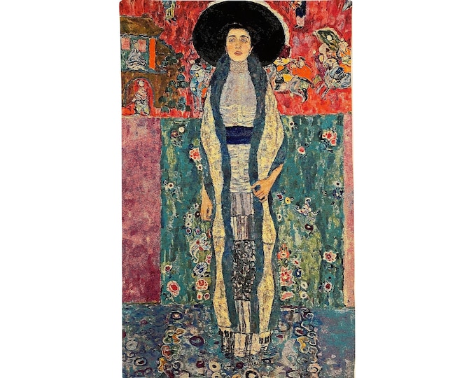 GUSTAV KLIMT Adele Bloch Bauer 37" x 56", 95cm x 142cm XL Belgian Jacquard Woven Hand Finished Tapestry, Lined with Hanging Rod Sleeve