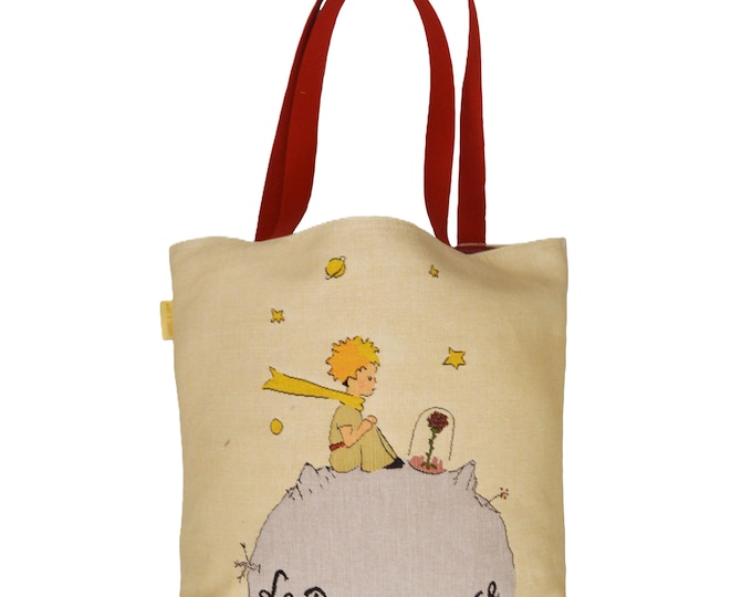 PETIT PRINCE Rose & Planete BELGIAN Tapestry Woven Hand Finished Large Tote Shoulder Bag Handbag, 44cm x 44cm, Measurement Excluding Handles