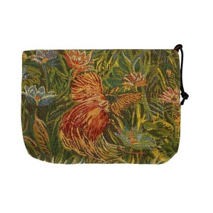 Feerie Tropicale, Tropical Fairyland, TAPEÇARIA BELGA com acabamento à mão GRANDE Bolsa Trousse Bolsa para cosméticos de higiene pessoal 23 CM X 16 CM, com zíper
