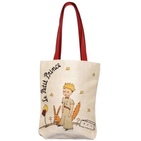 Tapisserie BELGE Tissée à la Main Fini Fourre-Tout Sac à Bandoulière Sac à Main, Petit Prince Planète, Fauve Beaux-Arts, 38cm x 34cm Hors Poignées