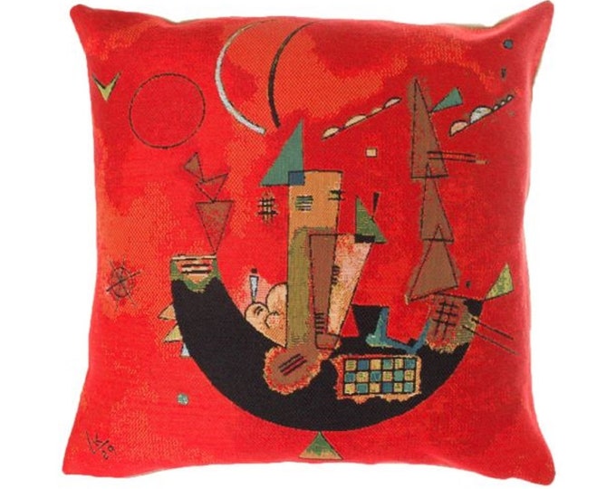 Wassily KANDINSKY Mit und Gegen For and Against, BELGIAN Jacquard WOVEN Hand Finished Tapestry Pillow Cushion Cover, 47cm x 47cm, 18" x 18"