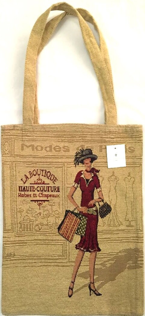 La Boutique Haute Couture FRENCH TAPESTRY Woven Hand Finished Tote Shoulder Bag Handbag with Matching Tapestry Straps Handles