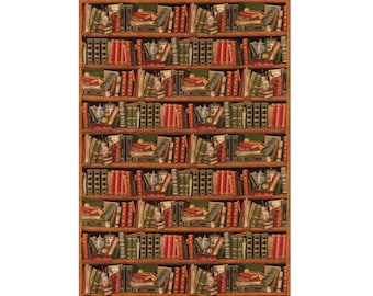 Bibliotheque Library & Books Design BELGIAN jacquard woven tapestry wall art hanging , fully lined with rod sleeve 200cm X 142cm / 79" X 56"