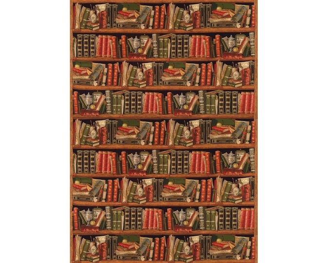 Bibliotheque Library & Books Design BELGIAN jacquard woven tapestry wall hanging , fully lined with rod sleeve, 200cm X 142cm / 79" X 56"