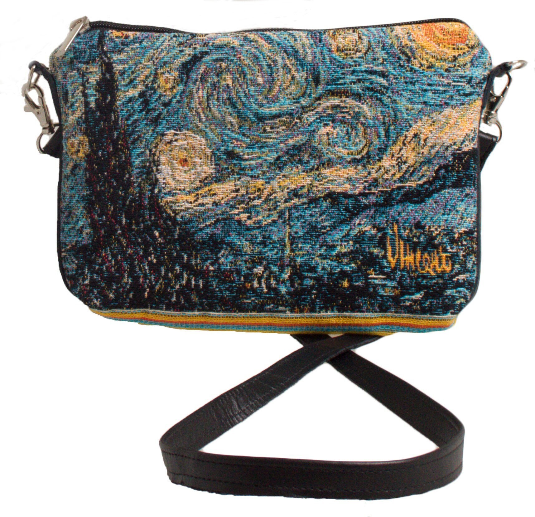 Van Gogh Black Strapped – Designer Clutch Bags