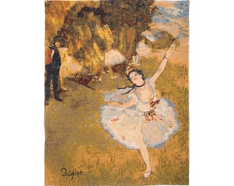 Edgar DEGAS BALLET DANCER 24" x 18" / 61cm x 46cm Belgian Jacquard Woven Hand Finished Lined Tapestry Wall Hanging with Rod Sleeve