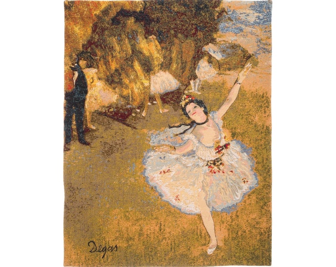 Edgar DEGAS BALLET DANCER 24" x 18" / 61cm x 46cm Belgian Jacquard Woven Hand Finished Lined Tapestry Wall Hanging with Rod Sleeve
