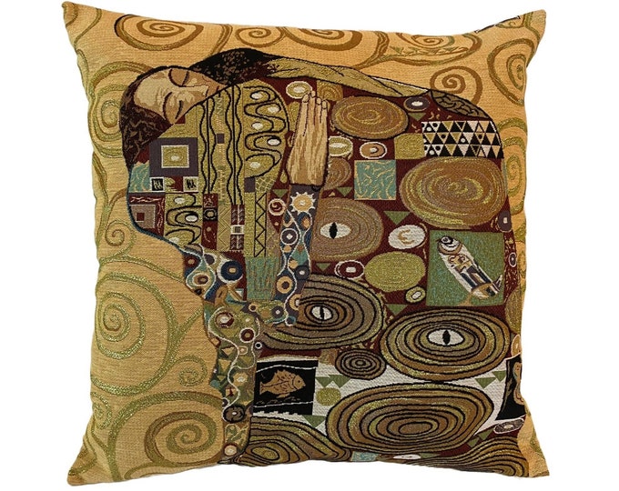 Gustav KLIMT Fulfillment BELGIAN Belgium Jacquard WOVEN Hand Finished Tapestry Pillow Cushion Cover, 56cm x 56cm, 22" x 22"