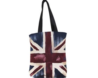 Royaume-Uni SAR la Reine Elizabeth Platinum JUBILEE Union Jack Belgian TAPESTRY Shopping Tote Bag 36cm x 34cm