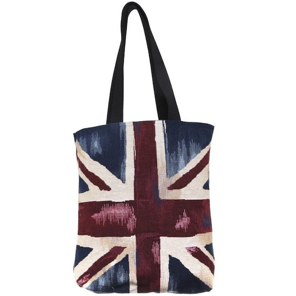 Royaume-Uni SAR la Reine Elizabeth Platinum JUBILEE Union Jack Belgian TAPESTRY Shopping Tote Bag 36cm x 34cm