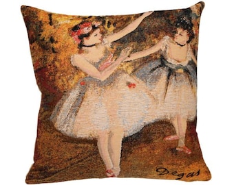 Edgar DEGAS Ballet Dancers, BELGIAN Belgium Jacquard WOVEN Hand Finished Tapestry Pillow Cushion Cover, 33cm x 33cm 13" x 13" with zip