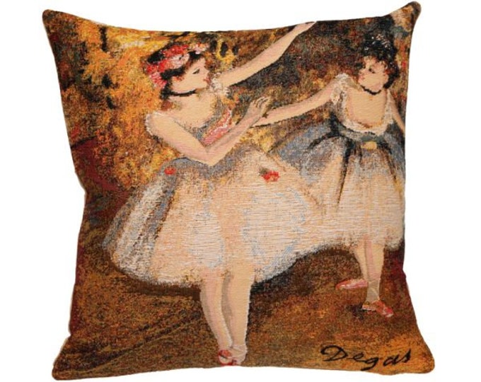 Edgar DEGAS Ballet Dancers, BELGIAN Belgium Jacquard WOVEN Hand Finished Tapestry Pillow Cushion Cover, 33cm x 33cm 13" x 13" with zip