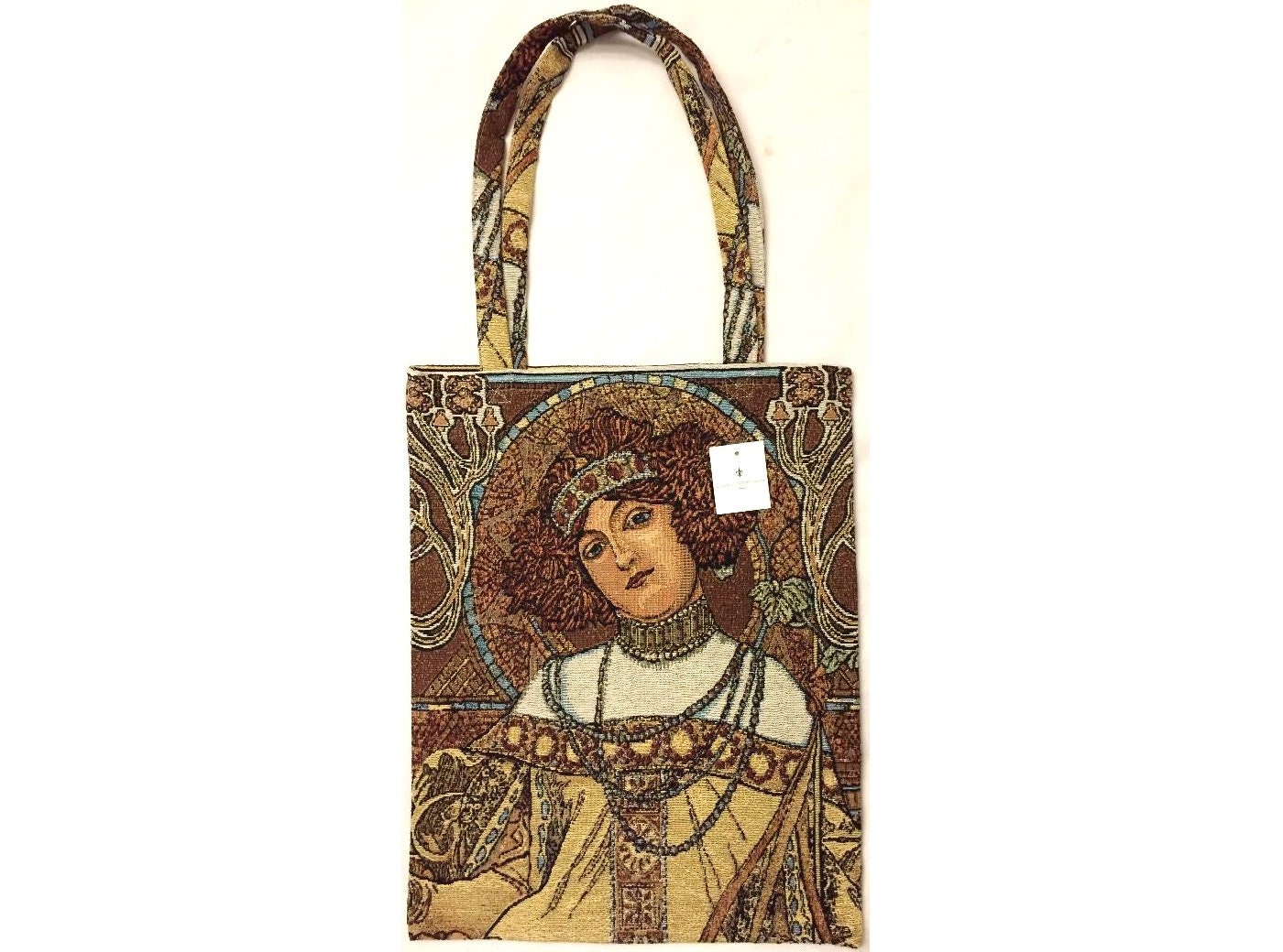 Alphonse Mucha Seasons Autumn Automne French Tapestry Woven Hand Finished Tote Shoulder Bag Handbag With Matching Straps/Handles