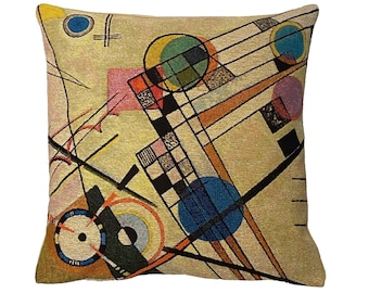 Wassily KANDINSKY Composition VIII C, BELGIAN Jacquard Woven Hand Finished Tapestry Pillow Cushion Cover, 46cm x 46cm, 18" x 18", with zip