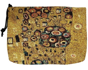Gustav Klimt Clothing Pattern, Hand Finished BELGIAN TAPESTRY Trousse Purse Pouch Toiletry Cosmetic Bag 20CM X 15CM, with zip