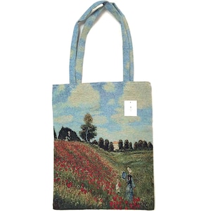 Claude MONET Mohnfeld FRENCH Gobelin Gewebt Handveredelt Tote Schultertasche Handtasche mit passenden Gobelinriemen / Henkeln