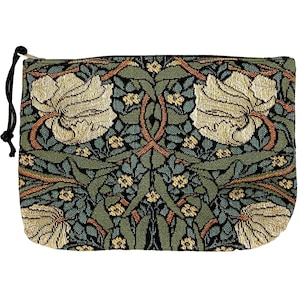 Modello William Morris Pimpernel, arazzo belga rifinito a mano, trousse, borsa, beauty case, 20 cm x 15 cm, con cerniera