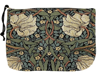 WIlliam Morris Pimpernel Pattern, Hand Finished BELGIAN TAPESTRY Trousse Purse Pouch Toiletry Cosmetic Bag 20CM X 15CM, with zip