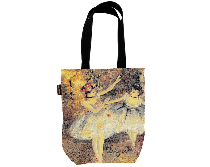 DEGAS BALLET Dancers, BELGIAN Tapestry Woven Hand Finished Tote Shoulder Bag Handbag by Fauve Fine Arts, Size 38cm x 34cm Excluding Handles