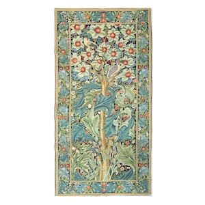 William MORRIS Woodpecker BELGIAN Jacquard WOVEN Hand Finished Tapestry Wall Hanging, 54&quot; x 28&quot; / 138cm x 71cm, Lined with Rod Sleeve