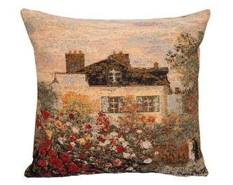 Claude MONET "Maison Monet" Monet's House BELGIAN Belgium Jacquard WOVEN Hand Finished Tapestry Pillow Cushion Cover, 33cm x 33cm, 13" X 13"