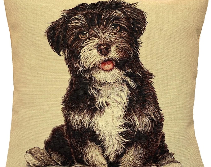 Bouvier des Flandres Dog Hand Finished Tapestry Pillow Cushion Cover, Zip, Soft Touch Velvet Cotton Reverse 44cm x 44cm 17" x 17"