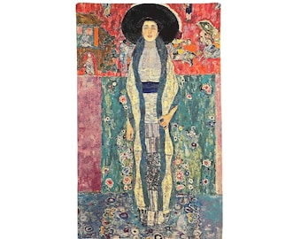 GUSTAV KLIMT Adele Bloch Bauer 28" x 46", 71cm x 118cm BELGIAN Jacquard Woven Hand Finished Wall Art Tapestry, Lined with Hanging Rod Sleeve